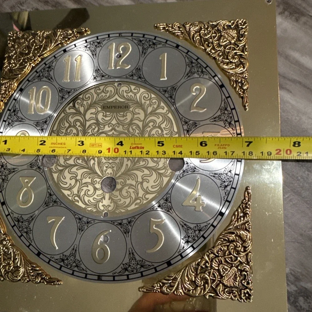 Vintage Grandfather Clock Parts Lot Emperor Face Frank Hermle Movement Hands Key
